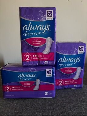 Always Discreet Bladder Leak Liners - Purple and Pink Packaging